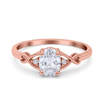14K Rose Gold Oval Infinity Engagement Ring Cubic Zirconia Wholesale